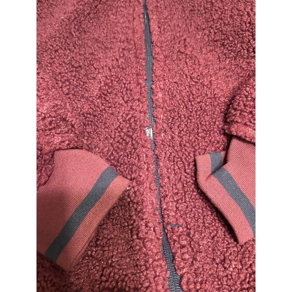 Joy Lab Sherpa Fleece Jacket Burgundy Zip Up Size Large Cozy Teddy Jacket - Picture 4 of 9